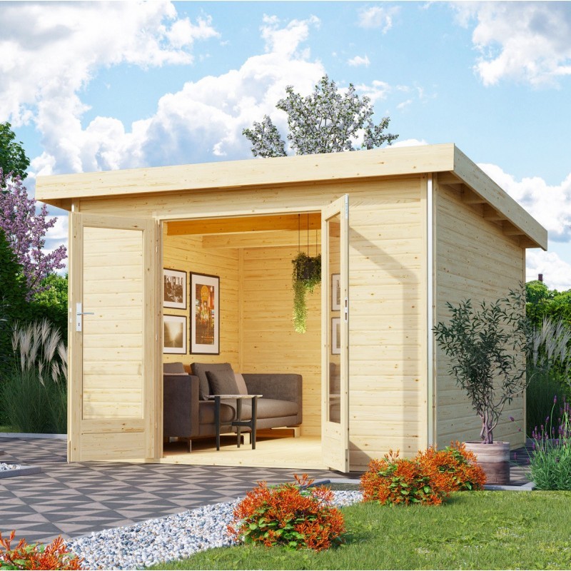 Karibu Abri de jardin bois 5 à 10 m² Bois massif Marron 9.6m²