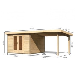 Karibu Abri de jardin bois plus de 20 m² Bois massif Marron 9.5m²