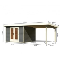 Karibu Abri de jardin bois plus de 20 m² Bois massif Gris 9.55m²