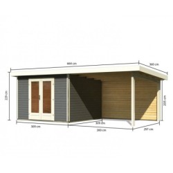 Karibu Abri de jardin bois plus de 20 m² Bois massif Gris 9.55m²
