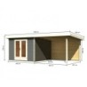 Karibu Abri de jardin bois plus de 20 m² Bois massif Gris 9.55m²