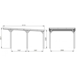Cerland Carport Bois massif Marron 16.5m²