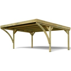 Cerland Carport double Bois massif Marron 30.9m²