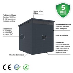 Jôbu Abri de jardin résine Polypropylène Gris 3.24m²