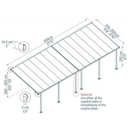 Canopia by Palram Toit de terrasse alu Aluminium Gris 25m²