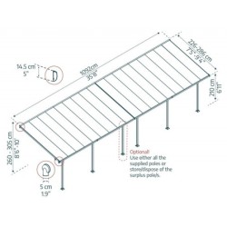 Canopia by Palram Toit de terrasse alu Aluminium Gris 32.1m²