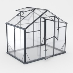 Gampre Serre de jardin en verre Noir 3.3m²