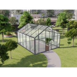 Gampre Serre de jardin en verre Noir 9.8m²