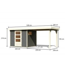 Karibu Abri de jardin bois 10 à 15 m² Bois massif Gris