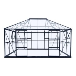 Green Protect Serre de jardin en verre Aluminium et verre trempé Noir 12.01m²