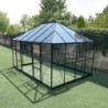 Green Protect Serre de jardin en verre Aluminium et verre trempé Noir 12.01m²