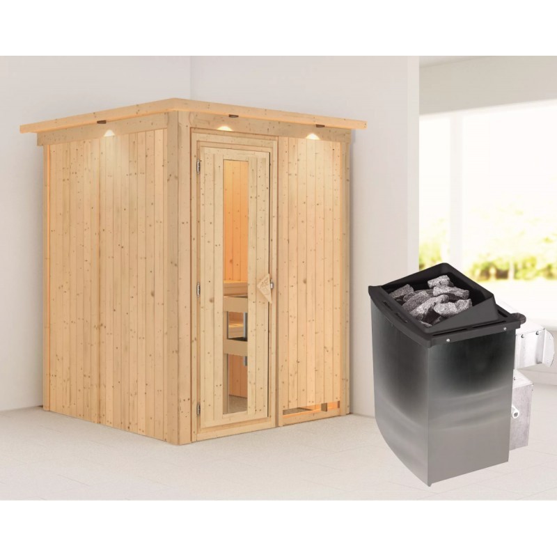 Karibu Sauna traditionnel Bois massif Bois naturel Karibu Sauna traditionnel Bois massif Bois naturel