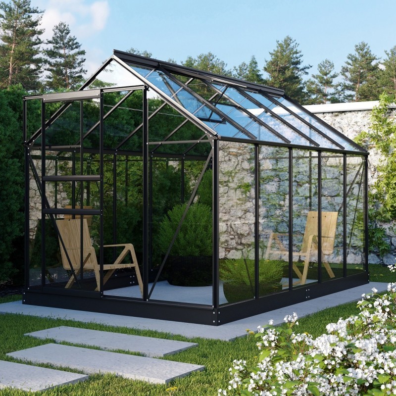 Vitavia Serre de jardin en verre Noir 6.2m²