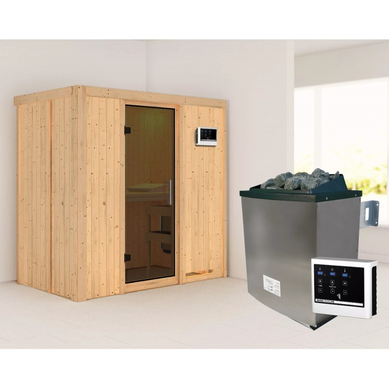 Karibu Sauna traditionnel Bois massif Bois naturel Karibu Sauna traditionnel Bois massif Bois naturel