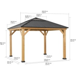 Sunjoy Tonnelles de jardin Bois massif Marron 11.3m²