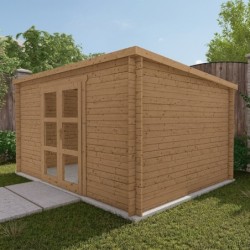 Gardy Shelter Abri de jardin bois 10 à 15 m² Bois massif Marron 12m²
