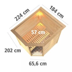 Karibu Sauna prêt à brancher Bois naturel