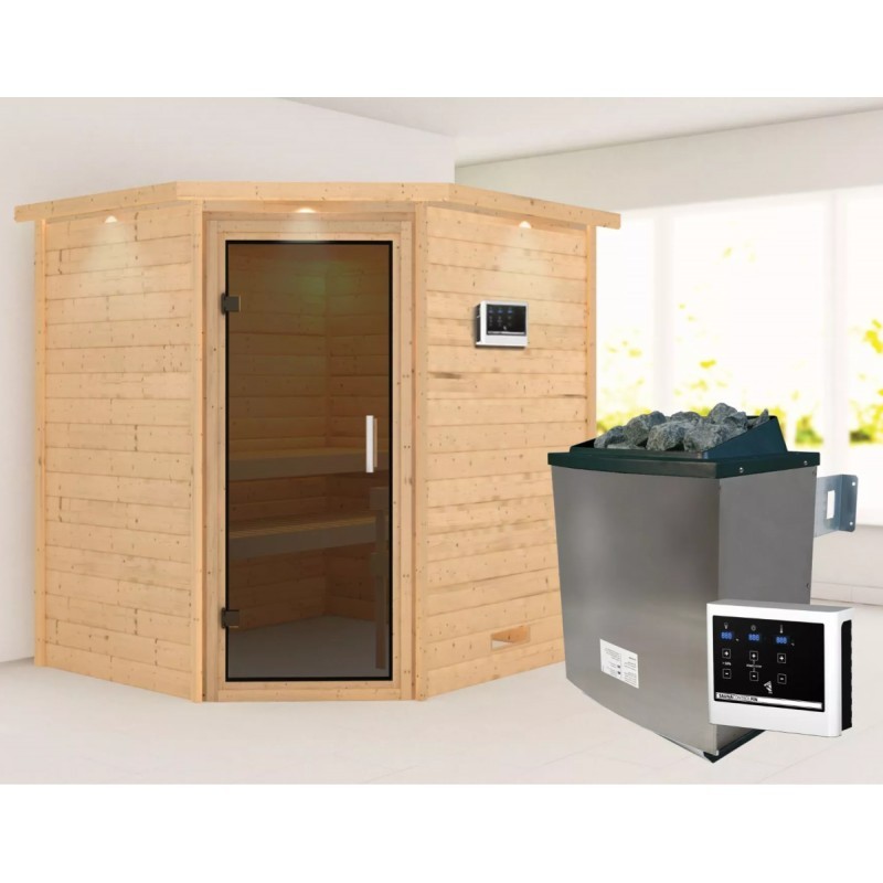 Karibu Sauna prêt à brancher Bois naturel Karibu Sauna prêt à brancher Bois naturel