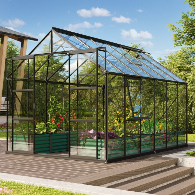 Vitavia Serre de jardin en verre Noir 9.9m²