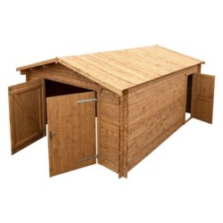 Gardy Shelter Garage bois Bois massif Marron 19.82m²