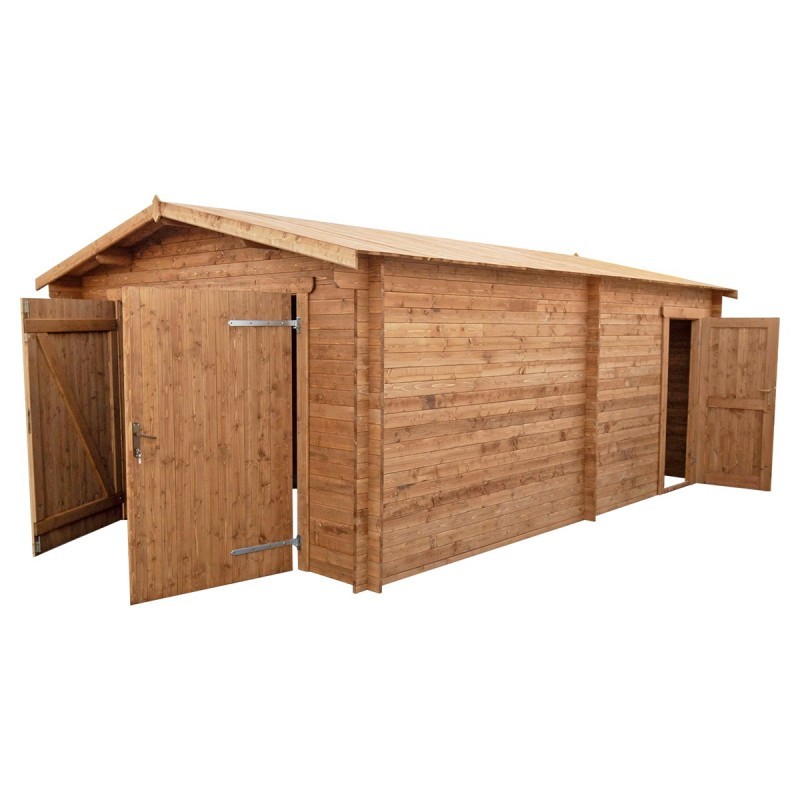 Gardy Shelter Garage bois Bois massif Marron 20.35m²