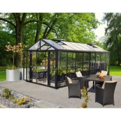 Vitavia Serre de jardin en verre Noir 15.7m²