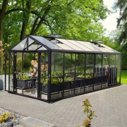 Vitavia Serre de jardin en verre Noir 15.7m²
