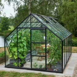 Halls Serre de jardin en verre Noir 9.9m²