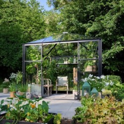 Halls Serre de jardin en verre Noir 6.3m²