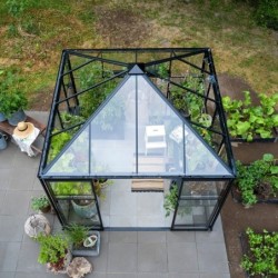 Halls Serre de jardin en verre Noir 6.3m²