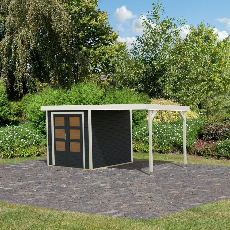 Karibu Abri de jardin bois 10 à 15 m² Bois massif Gris 4.45m²