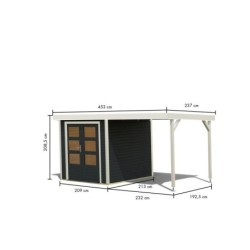 Karibu Abri de jardin bois 10 à 15 m² Bois massif Gris 4.45m²