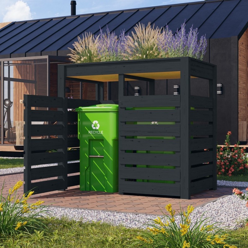 Karibu Coffre de jardin Bois massif Gris Karibu Coffre de jardin Bois massif Gris