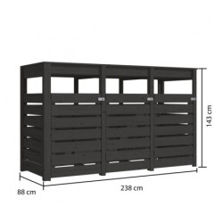Karibu Coffre de jardin Bois massif Gris