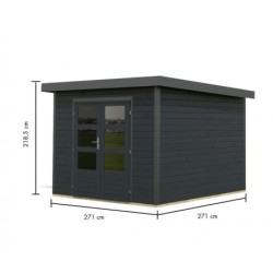 Karibu Abri de jardin bois 5 à 10 m² Bois massif Gris 7.3m²