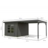 Karibu Abri de jardin bois 15 à 20 m² Bois massif Gris 7.3m²