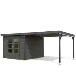Karibu Abri de jardin bois 15 à 20 m² Bois massif Gris 7.3m²