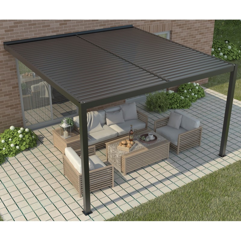 X-Metal Pergolas bioclimatiques Aluminium Gris 16m² X-Metal Pergolas bioclimatiques Aluminium Gris 16m²