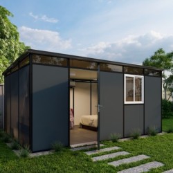 Everbox Abri de jardin résine PVC (polychlorure de vinyle) + XPS (polystyrène extrudé) Gris 15m²