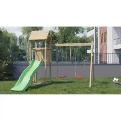 Chalet et Jardin Stations de jeux Bois massif Bois naturel 11m²