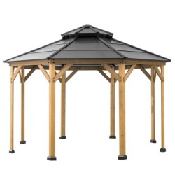 Sunjoy Tonnelles de jardin Bois massif Marron 15.60m²