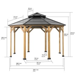 Sunjoy Tonnelles de jardin Bois massif Marron 15.60m²