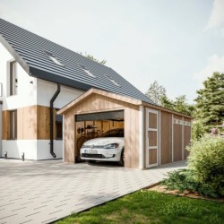 Timbela Garage bois Composite Marron 17m²