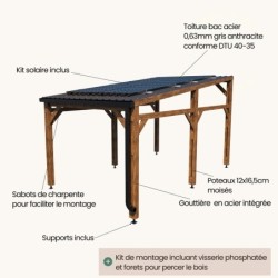 Cerland Carport Bois massif Marron 15.50m²