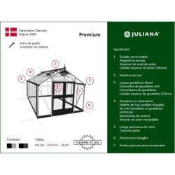 Juliana Serre de jardin en polycarbonate Gris 8.8m²