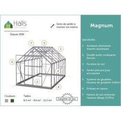 Halls Serre de jardin en polycarbonate Gris 9.9m²