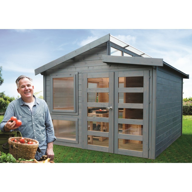 Solid Serre de jardin en polycarbonate Bois massif Marron 8.91m² Solid Serre de jardin en polycarbonate Bois massif Marron 8.91m²