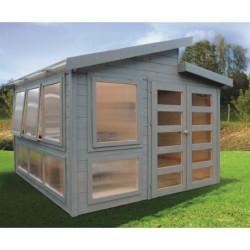 Solid Serre de jardin en polycarbonate Bois massif Marron 8.91m²