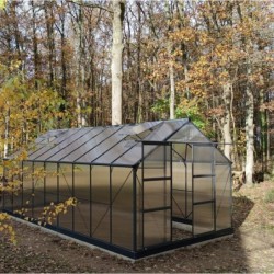 Green Protect Serre de jardin en polycarbonate Gris 16.9m²