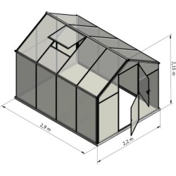 Gampre Serre de jardin en polycarbonate Gris 6.5m²